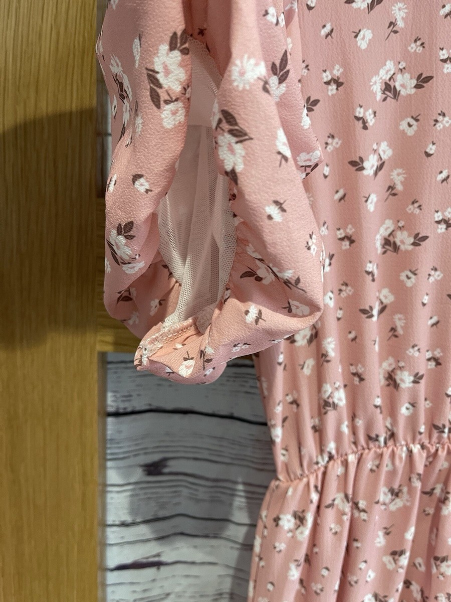 I Saw It First UK 8 Pastel Pink White Ditsy Floral Flower Summer Jersey  Dress | eBay UK