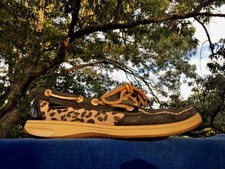 SPERRY TOP SIDER Leather  Leopard Loafers Flats Boat Deck Women Shoes Size 6.5