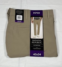 Banana Republic Performance Pant, Slim Fit, Zip Pockets, Tan, Men's 40x34, NEW