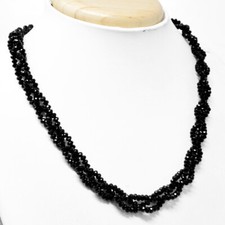 139.00 Cts Natural Faceted Black Spinel Round Shape Beads Necklace NK 49E74