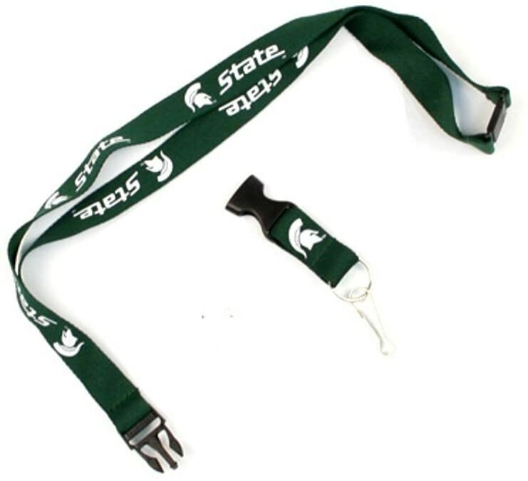 Msu Laynard NCAA Michigan State Spartans Green 1 Sided Lanyard with Clips 23
