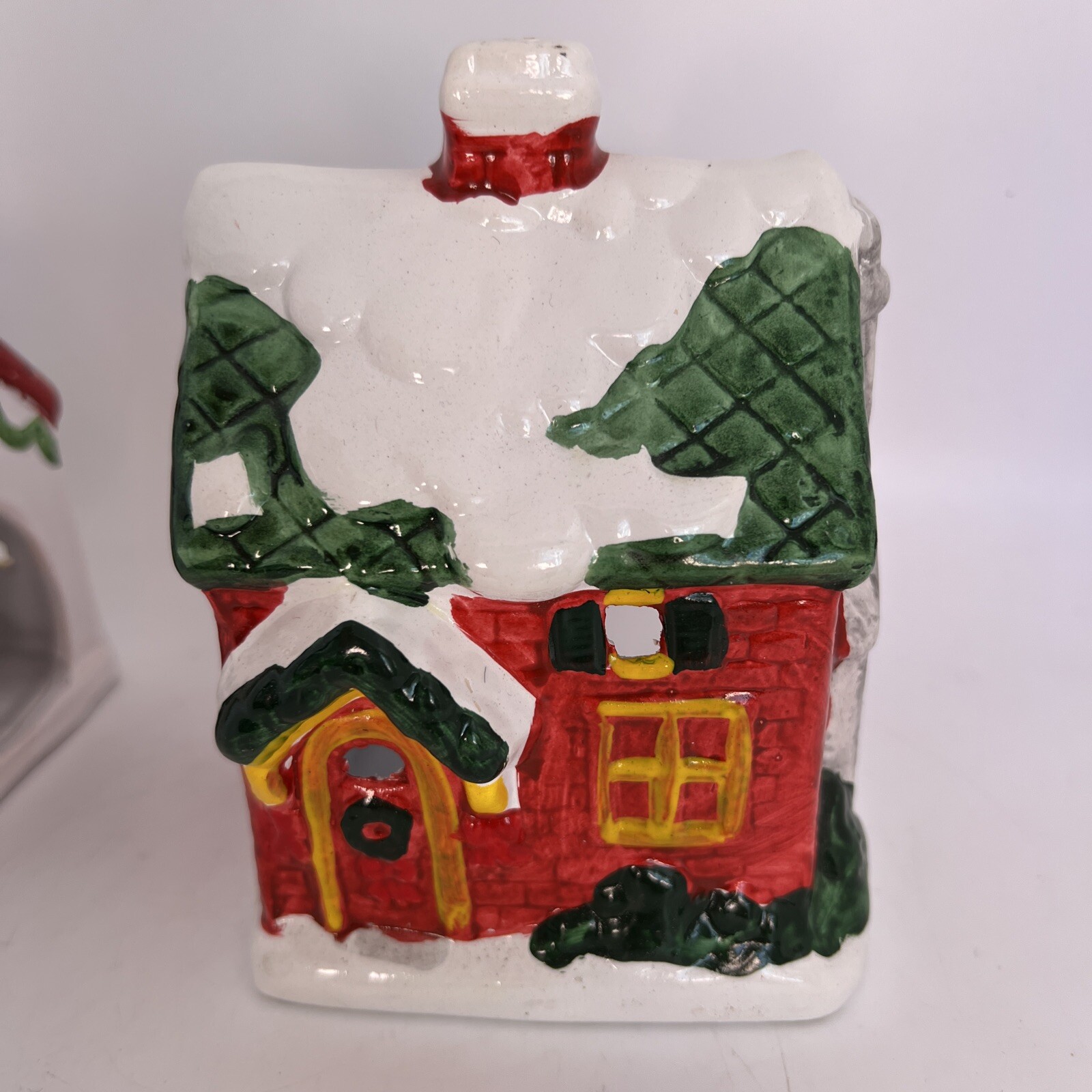 Vintage 2 JSNY Christmas Village House And Church/School Tea Light/Candle Holder