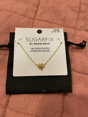Sugarfix by BaubleBar 14K Gold Plated Sterling Silver Necklace Nickel Free  Heart