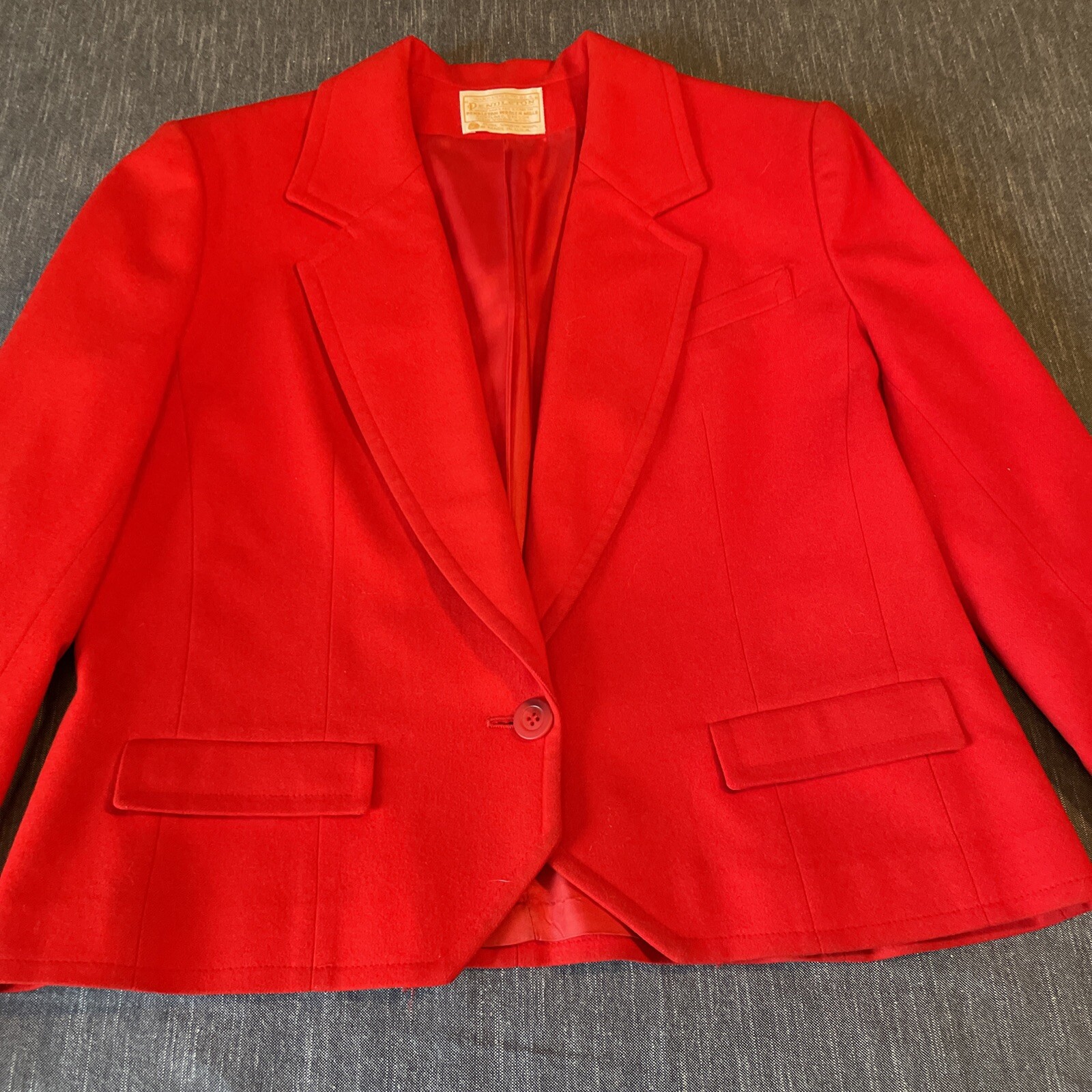 pendleton vintage red wool one button jacket wome… - image 3