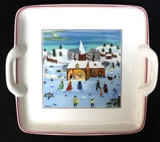 Villeroy and Boch Naif Christmas Square Handled Cake Plate