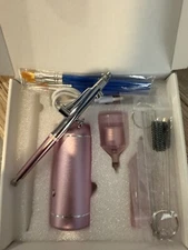 Airbrush Kit & Compressor 48PSI High-Pressure Non-Clogging Set Pink NEW