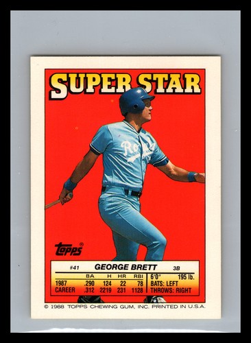 1988 Topps Stickers George Brett #41 Super Star Backs | eBay