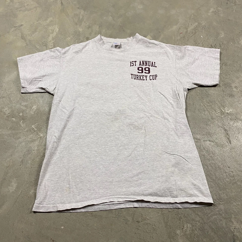 90s VTG DUKE ATHLETIC XL Single Stitch 1999 Turkey Cup T Shirt Trot USA Made - Image 2 of 4