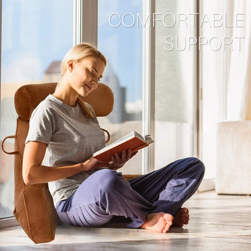 Backrest Reading Pillow with Neck Rest Lumbar Support Arm Seat Cushion Lounger - Picture 27 of 56