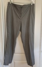 Talbots Womens Sz 10 Black  White Houndstooth Tapered Leg Trouser Pants Lined