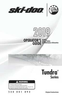Ski-Doo Owners Manual Book Guide 2019 Tundra LT 550F