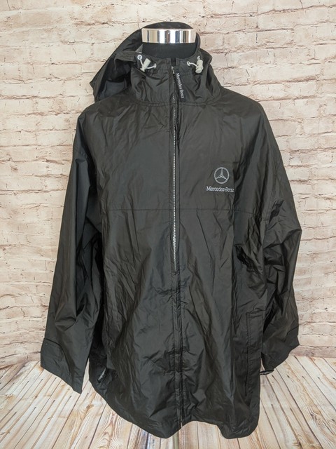 Official Mercedes Benz Mens Size XXL PVC Rain Jacket Black Hooded Zip Up Vented | eBay