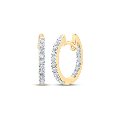 10kt Gelbgold Damen-Creolen rund Diamant innen außen 1/4 cttw