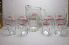 VINTAGE 8 GLASSES & PITCHER COCA-COLA DRINKING SET
