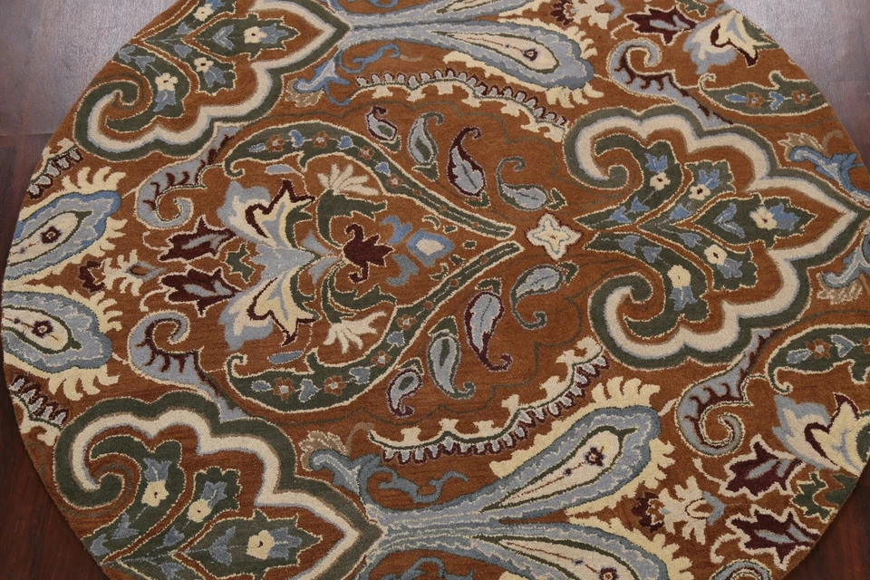 Floral Transitional Oriental Hand-tufted Area Rug Wool Home Decor 8'x8' Round - Image 3 of 4