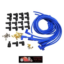 8.5mm Blue 90 Degree Spark Plug Wires HEI  Chevy SBC BBC Ford Mopar 350 454 V8