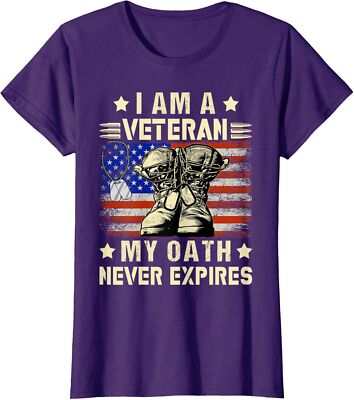 I am A Veteran My Oath Never Expires Veteran Day Ladies' Crewneck T-Shirt