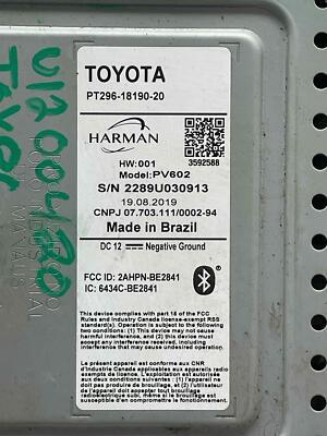 2020 Toyota 86 Radio Display Receiver Damage PV602 PT296-18190-20