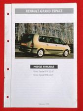 1998 RENAULT GRAND ESPACE 2.2 dT RT-X and RXE Sales Brochure