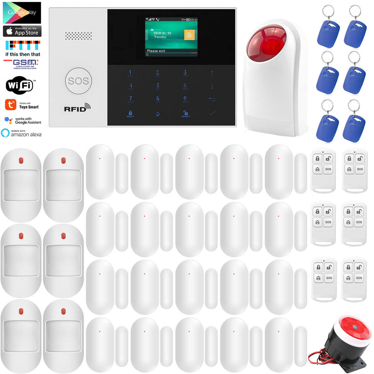 O13 APP IP WiFi+GSM+RFID Wireless Smart Home Security Alarm System+Amazon Alexa