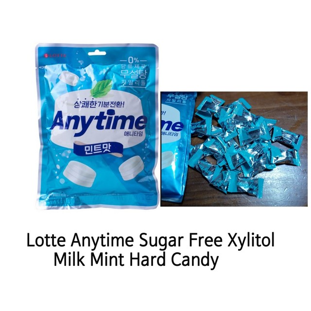 Anytime Sugar Candy Korea LOTTE Xylitol MINT Flavor Capacity of 185g