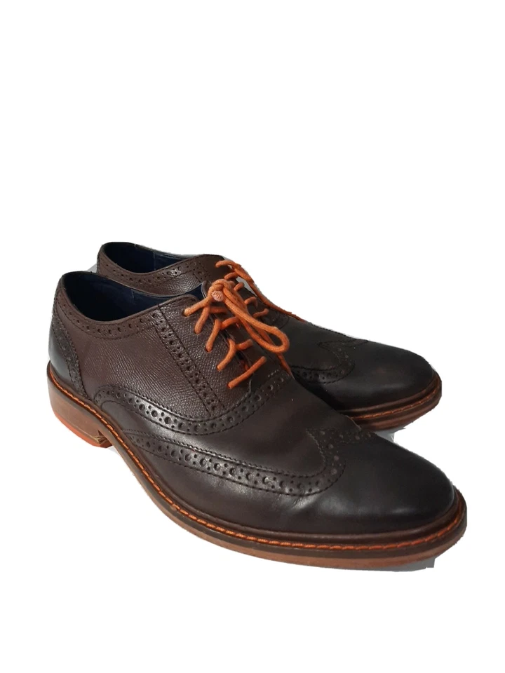 Cole Haan C11757 Colton Pebbled Dress 5-Eye Wing Tip orange Oxford Men's US 10M