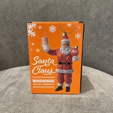 WHATABURGER Burger Texas Santa Claus Christmas Ornament