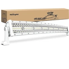 Nilight 33Inch Triple Row LED Light Bar Curved White Spot Flood Combo Light