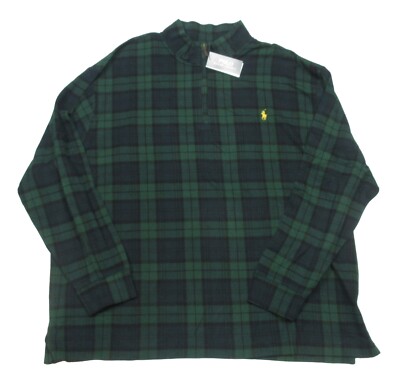 Polo Ralph Lauren Big & Tall Green Tartan Plaid Estate Rib 1/4 Zip Polo Ralph Lauren Big & Tall Green Tartan Plaid Estate Rib 1/4 Zip