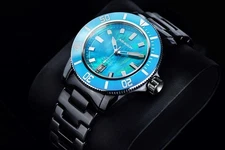 Aragon Hercules Ceramic 50mm Aqua Teal Sky blue MOP mother pearl NH35 watch