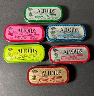6 Altoids Chewing Gum Cherry Apple Cin. Spearmnt  Wintgrn Peppermint EMPTY TINS