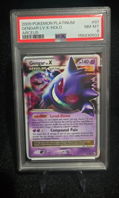 Pokémon Gengar LV.X Holo Rare Card PSA 8 97/99 Platinum Arceus 2009