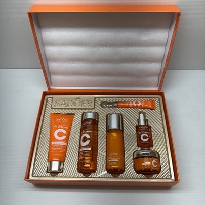 6pcs/Set SADOER Vitamin C Skin Care Sets Face Cream Facial Cleanser Serum Toner