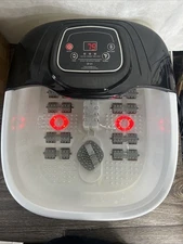 Rightmell SP-01 Black White Foot Spa Massager W/ Full Roller Heat & Bubbles