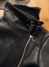 Rino Pelle Kunst-Leder-Biker-Kurz-Jacke Gr 36 Schwarz gefüttert Warm Teddy