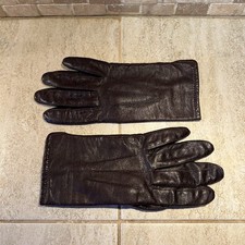 Vintage Women  s Leather Driving Gloves Brown Size Medium Classic Retro