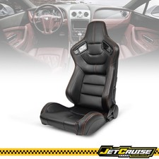 Universal Reclinable Racing Seat Left Driver Side Dual Slider Pu Carbon Leather