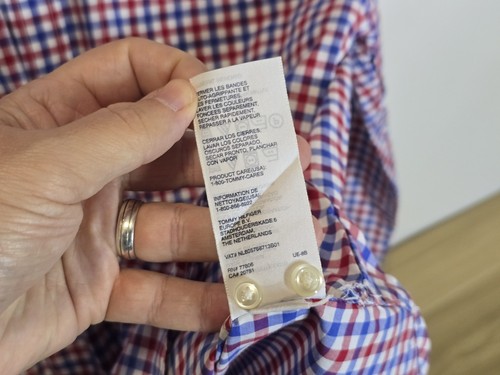 Mens Tommy Hilfiger Red Blue Plaid Button Down Shirt Size Medium 22" Pit 29" L. - Picture 6 of 11