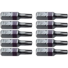 T20 T-20 Torx/Star Driver Bit - Color Coded T20 x 1" Torx/Star Drive Bit fo...