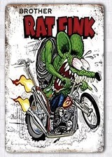 Sign Brother Rat Fink Tin Wall Metal 8X12 Motorcycle Garage Man Cave Bar New