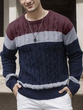 Men's Crew Neck Sweater Casual Knitted Pullover Warm Sweaters