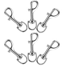 6Pcs Portable Alloy Dog Leash Clips Silver Swivel Snap Hooks Safety Replacement