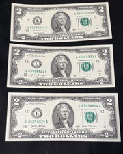 Set Of 3 2017 A 2 Federal Reserve Note Choice Crisp Uncirc Close Serial Numbers