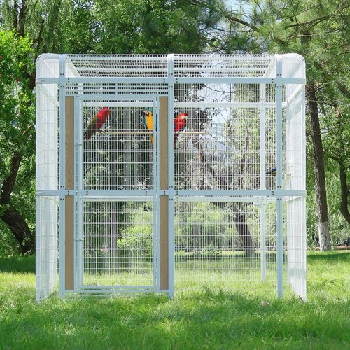 7.2ft Large Walk-In Bird Cage for Parrots Heavy Duty Metal HugeAviary with Stand