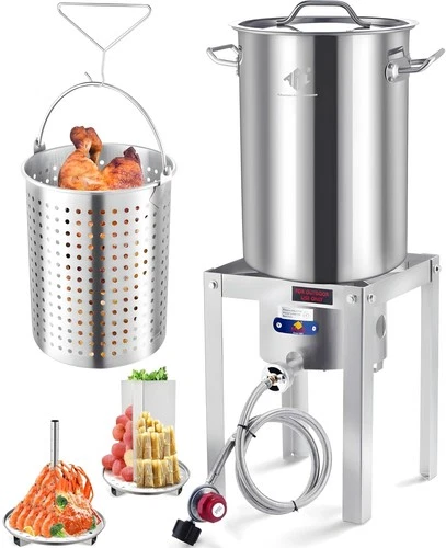 ARC 32QT Turkey Fryer Stainless Steel Stock Pot & Stainless Steel Propane Bur...