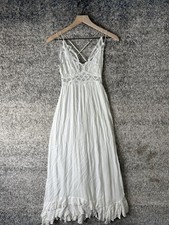 Free People FP One Dress Womens XS/S White Lace Maxi Slip Crisscross Back Boho