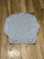 Lacoste Cable Knit Sweater Light Gray   Men  s Size XL FR 6 
