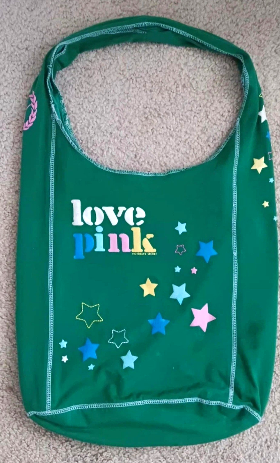 RARE Vintage Y2K Victoria Secret Pink Lightweight Green Hobo Tote Bag