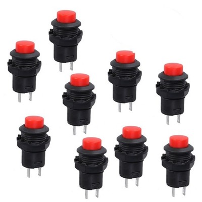 10Pcs Red Self Locking Push Button for Projects