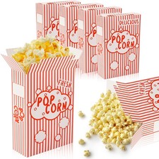 100Pcs Popcorn Boxes Containers 1.25 Oz Paper Popcorn Buckets Red and White S...